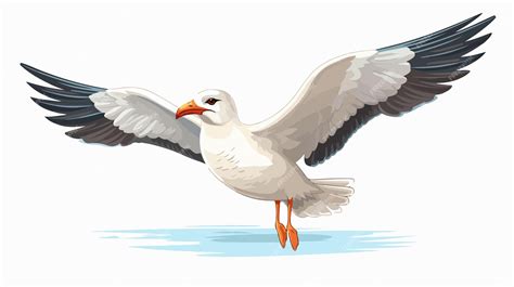 Majestic Flying Seagull Detailed Vector Cartoon Illustration Premium