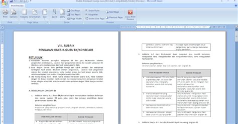Contoh Rubrik Penilaian Kinerja Guru Bk Antapedia