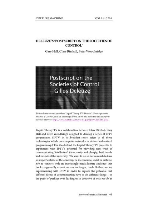 Deleuze's Postscript On The Societies of Control | PDF | Gilles Deleuze ...
