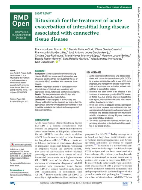 Pdf Rituximab For The Treatment Of Acute Exacerbation Of Interstitial Lung Disease Associated