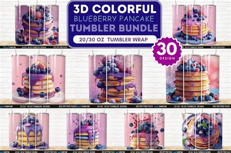 3d Colorful Blueberry Pancake Tumbler Graphic By Regulrcrative · Creative Fabrica