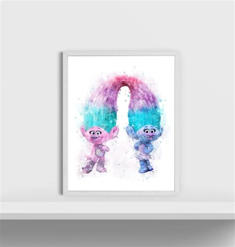 Trolls Satin and Chenille Art Print Trolls Watercolor Satin - Etsy