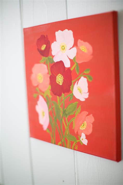 Red Pink Poppies Original Painting Shannon Kirsten Studio