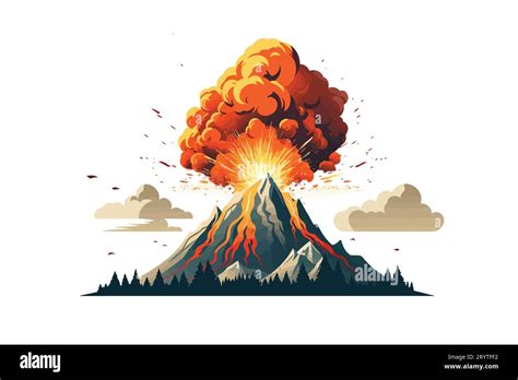 Volcanic Eruption Vector Flat Minimalistic Isolated Stock Vector Image