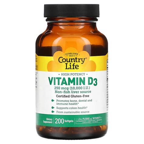 Country Life High Potency Vitamin D Mcg Iu Softgels