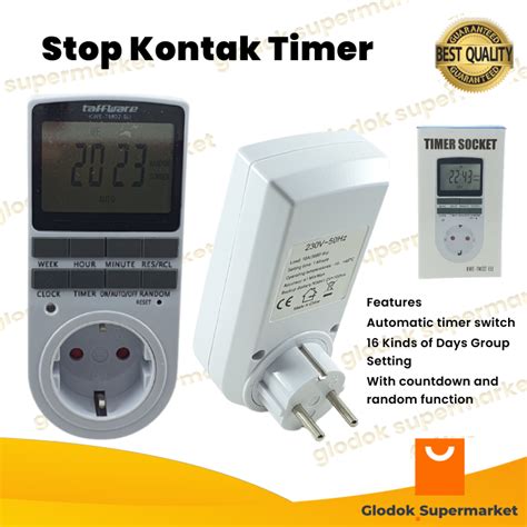 Stop Kontak Timer Digital Socket Colokan Penghitung Waktu Taffware Kwe