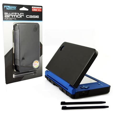 Nintendo Dsi Xl Black Aluminum Armor Case Dual Stylus Set Nintendo