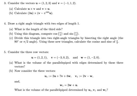 Solved 3 Consider The Vectors U 1 2 3 And V 1 1 2