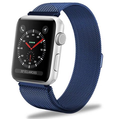 Bracelet 42 44 mm compatible avec Apple Watch métalisé bleu marine