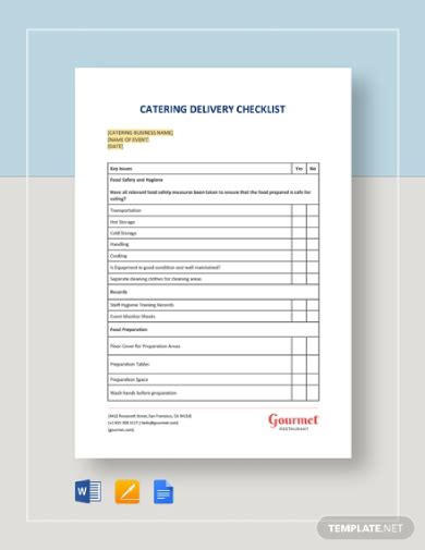 Catering Checklist 10 Examples Format Pdf