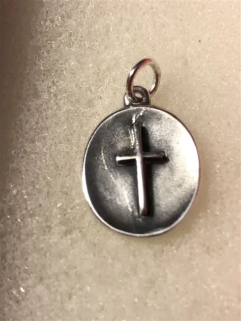 JAMES AVERY RETIRED Raised Center Cross Oval Pendant RARE Piece Uncut