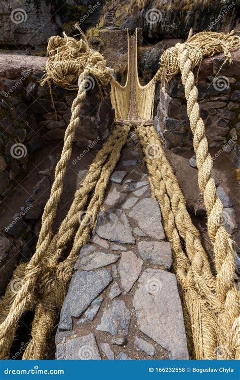 Inca Qeswachaka Bridge Made Of Grass Stock Photo Image Of Trekking