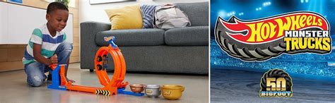 Hot Wheels Monster Trucks Toy Truck Track Set Loop And Flip Trophy Challenge Playset