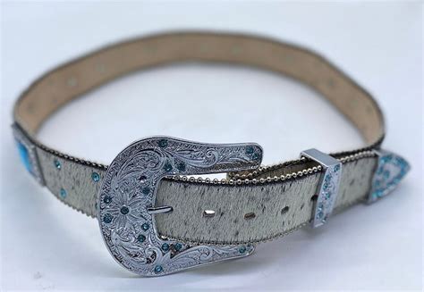 Cinto Couro Pelo Strass Pedra Azul - Zona Country - Moda Country ...