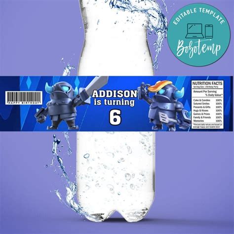 Mini Pekka Birthday Water Bottle Label Template Bobotemp