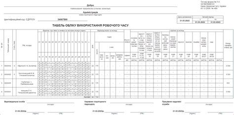 Табель обліку робочого часу для Бас бухгалтерія » Каталог