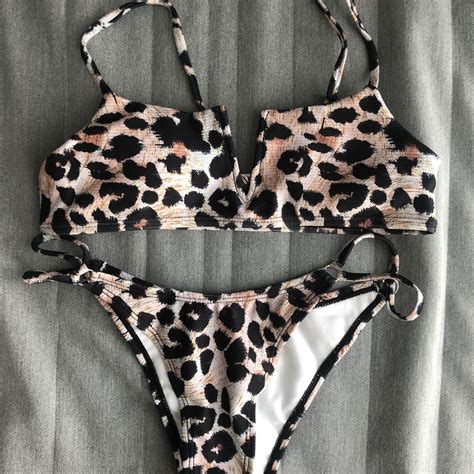 Brown Leopard Print Bikini Size Depop