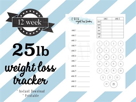 12 Week 25 Pound Weight Loss Tracker Motivation Download Now Etsy