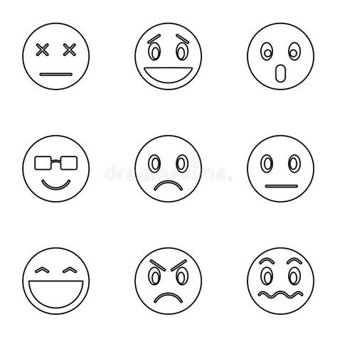 Esbo O Dos Emoticons Emoji Enfrenta A Linha Engra Ada Humor Facial Do