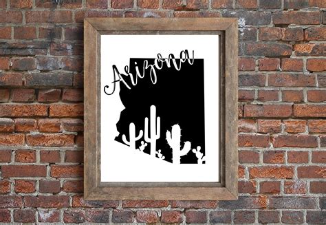 Digital File Arizona State Silhouette With Cactus Printable - Etsy