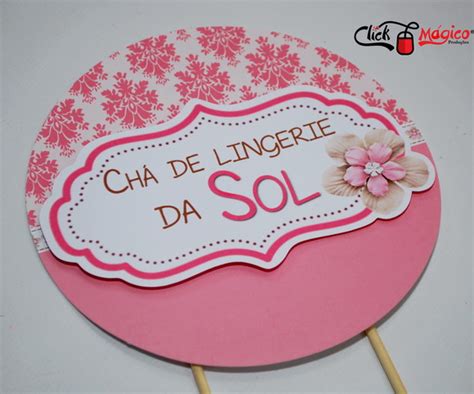 Topo de Bolo Chá de Lingerie Arabesco Rosa Elo