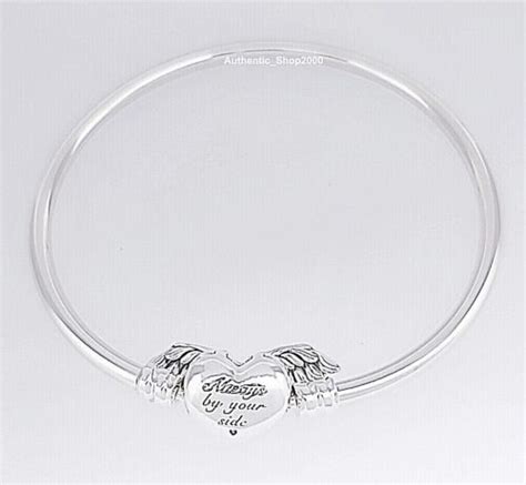 NEW Authentic PANDORA 925 Silver Winged Heart Bangle Charm Bracelet