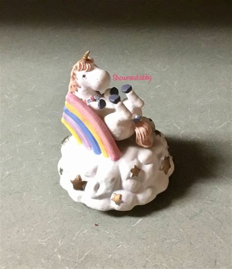 Rainbow Unicorn Music Box Turning Ceramic Figurine Figure Figurines