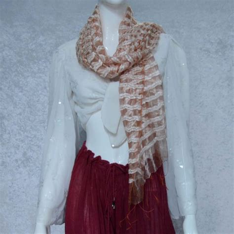 Pale Burnt Orange and White Scarf - Dance Of Life