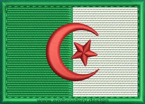 Design Embroidery Flag Of Algeria Rectangle With Colour Trim By Embroidery Design