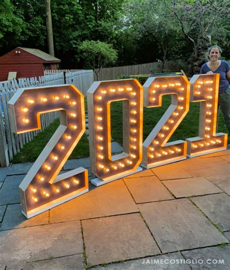 Diy Marquee Numbers Jaime Costiglio