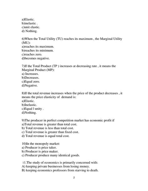 Solution Microeconomics Practice Quiz Studypool