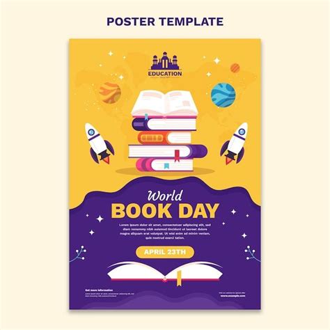 Free Vector | Flat world book day vertical poster template in 2024 ...