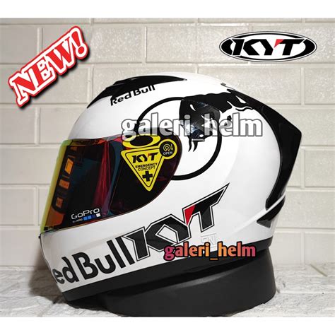 Jual New Paket Ganteng Helm Kyt R10 Putih Custom Redbul Full Face