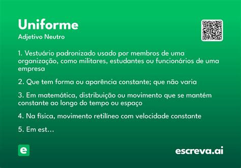 O Que Significa Uniforme - Uniforme - Significado e Sinônimo - escreva.ai