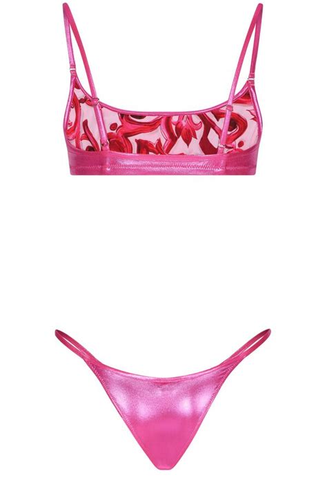 Dolce Gabbana Laminated Brassiere Bikini Lamina Rosa Fuxia