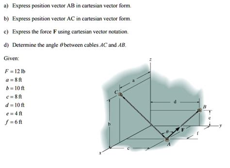 SOLVED A Express The Position Vector AB In Cartesian Vector Form B