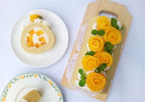 Resep Mango Japanese Roll Cake oleh 𝓟𝓲𝓹𝓲𝓷 𝓟𝓼 Cookpad