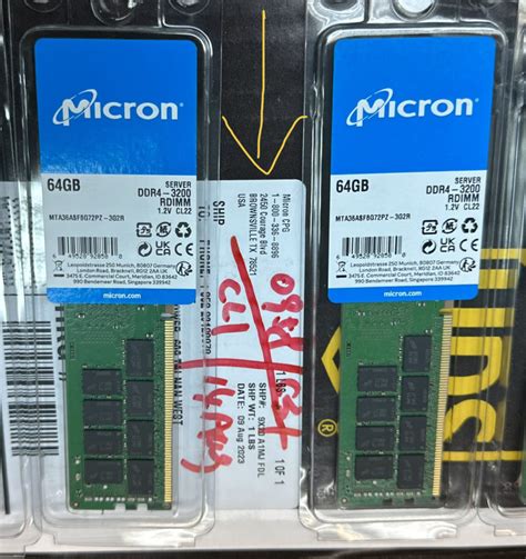 Micron 64GB DDR5 4800 RDIMM 2Rx4 CL40 MTC40F2046S1RC48BR Original And