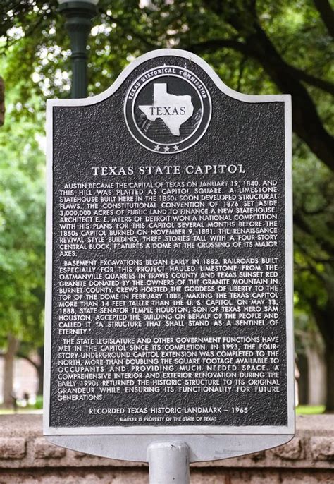 Austin Texas Us April 9 2024 The Texas Historical Marker With