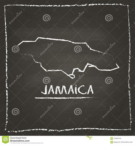 Mano Del Mapa Del Vector Del Esquema De Jamaica Dibujada Con Tiza