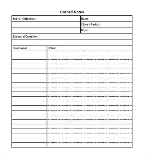 Cornell Method Template | Business Mentor