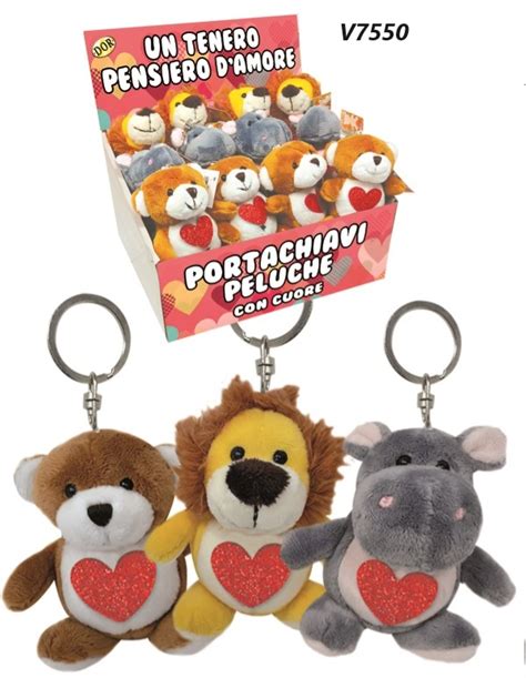 Dor Portachiavi Peluches Ippo Orso Leone Con Cuore Glitter V