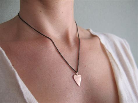 Heart Of Gold Pendant Elongated Heart Necklace Solid Gold Etsy Uk