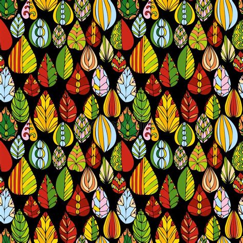 Vector Seamless Pattern With Doodle Leaves Stock Vector Illustration