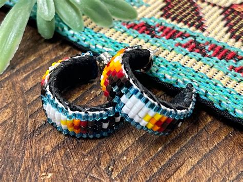 Native American Hand Beaded Hoop Earring Navajo 35bc118 Mission