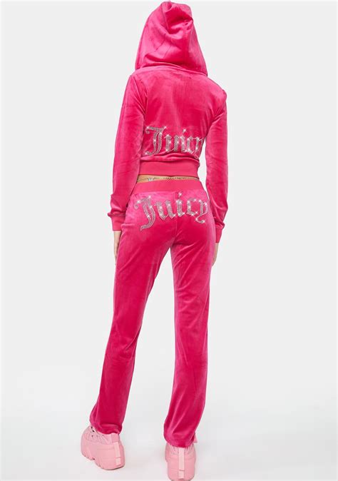 Juicy Couture Velour Low Rise Rhinestone Pants Free Love Dolls Kill