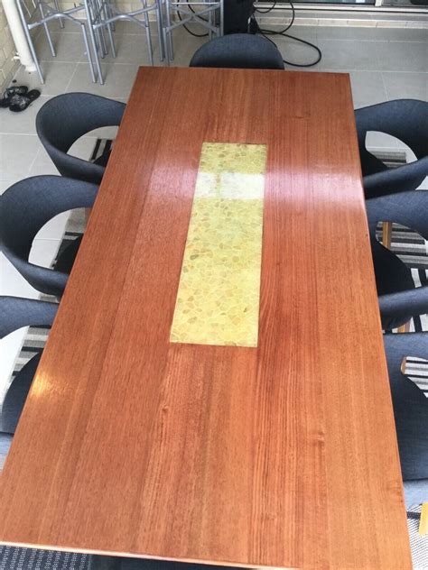 Tasmanian Oak Dining Table With Resin Centre Seats Eight Comes With