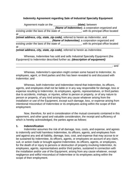 Indemnity Agreement Fill Out Sign Online DocHub