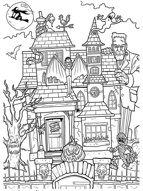 Coloriage Une Maison Hantée d Halloween télécharger et imprimer