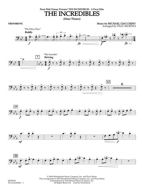 The Incredibles Main Theme Arr Paul Murtha Trombone By Michael